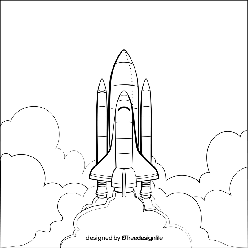 Challenger rocket black and white vector