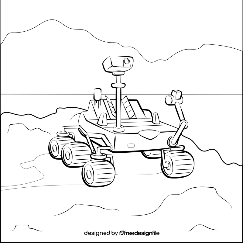 Mars rover black and white vector