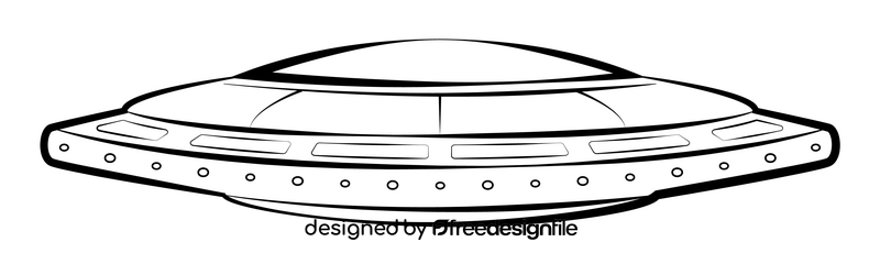 Flying saucer black and white clipart