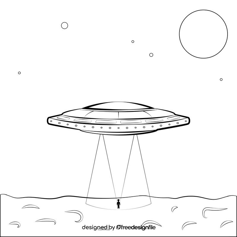 Flying saucer black and white vector