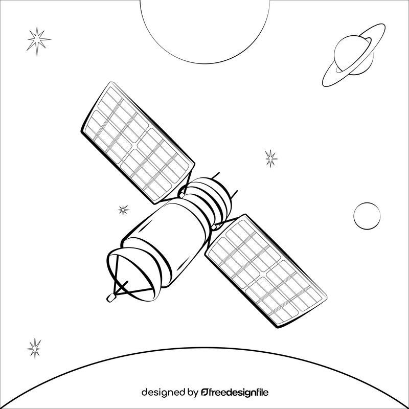 Satellite black and white vector