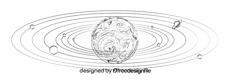 Solar system black and white clipart