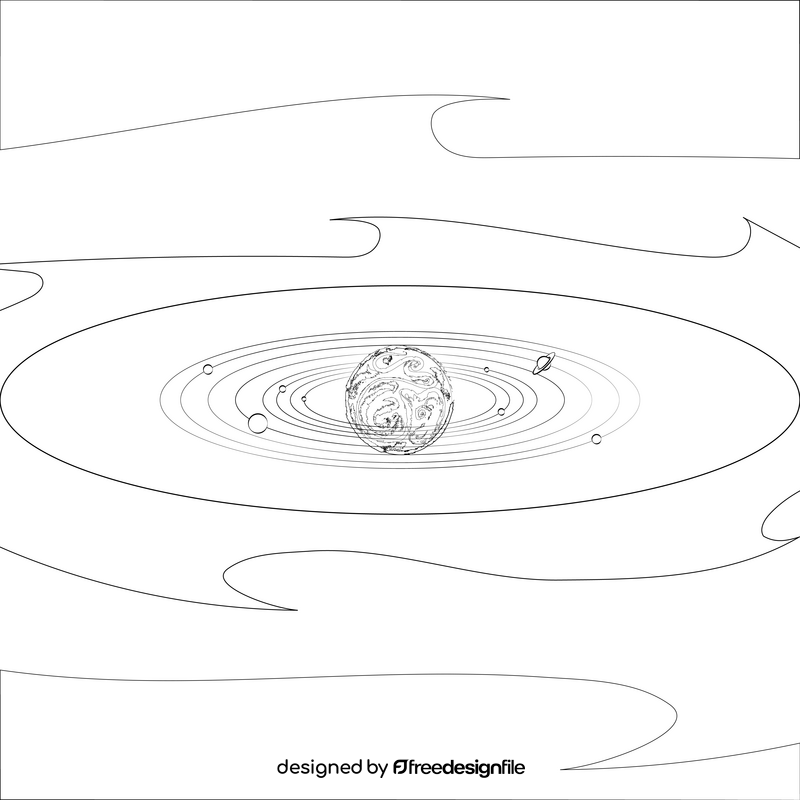 Solar system black and white vector