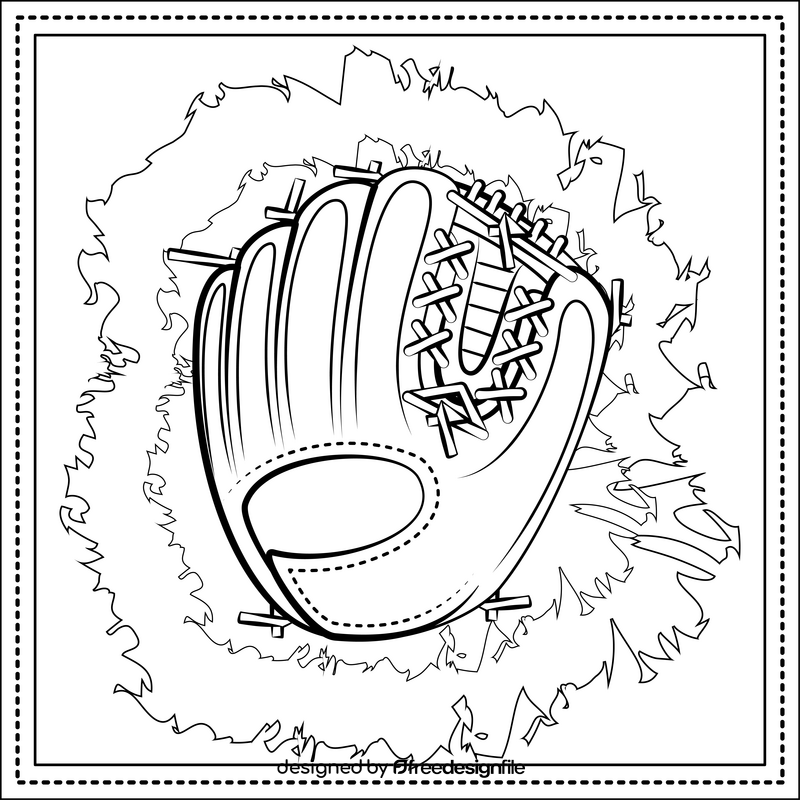 Baseball glove drawing black and white vector