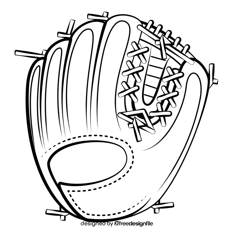 Baseball glove outline black and white clipart