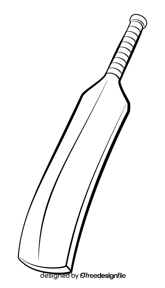 Cricket bat outline black and white clipart
