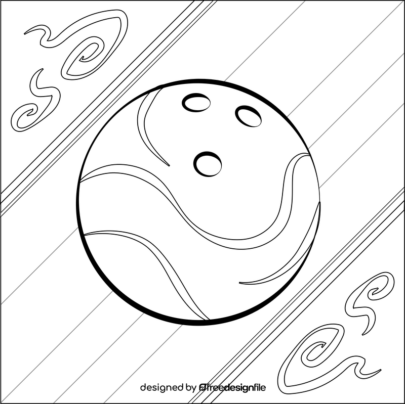 Bowling ball drawing black and white vector