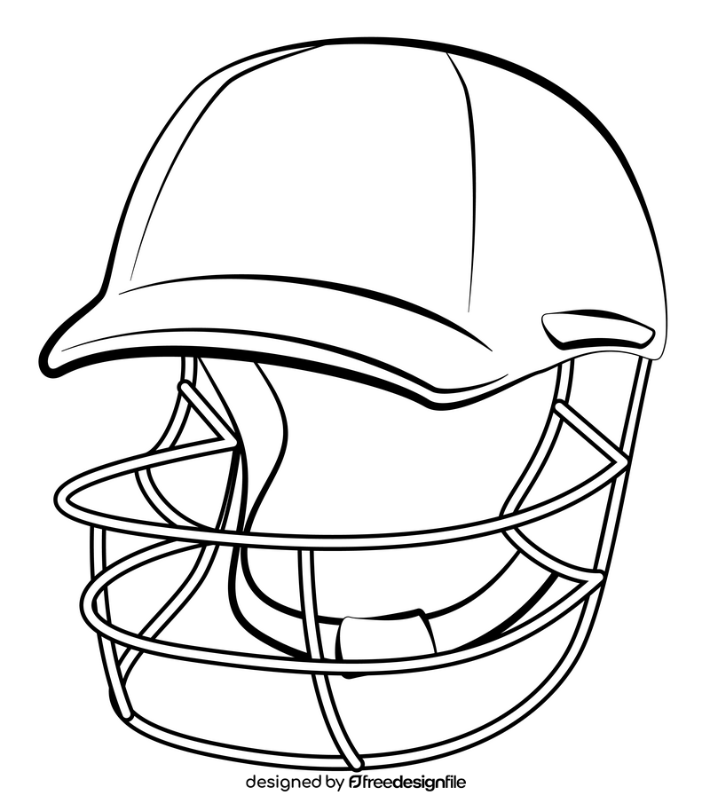 Cricket helmet outline black and white clipart