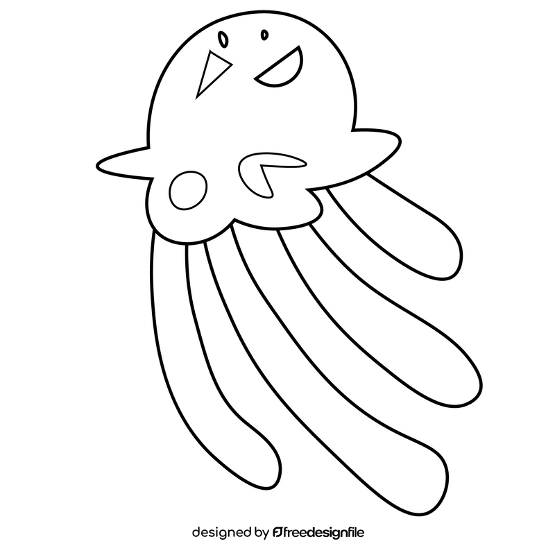 Jellyfish happy black and white clipart