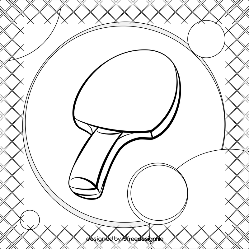 Table tennis racket drawing black and white vector