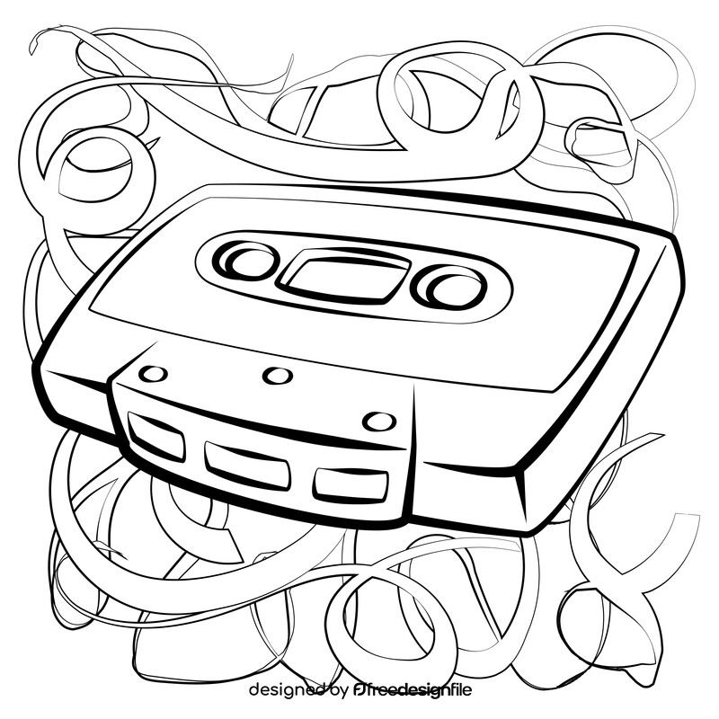 Cassette black and white vector