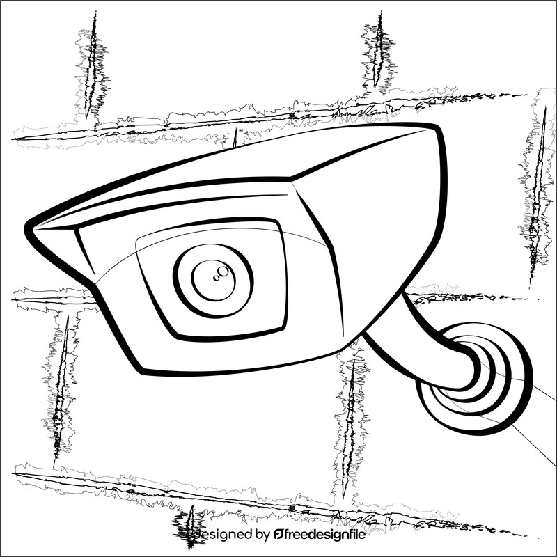 Cctv camera black and white vector