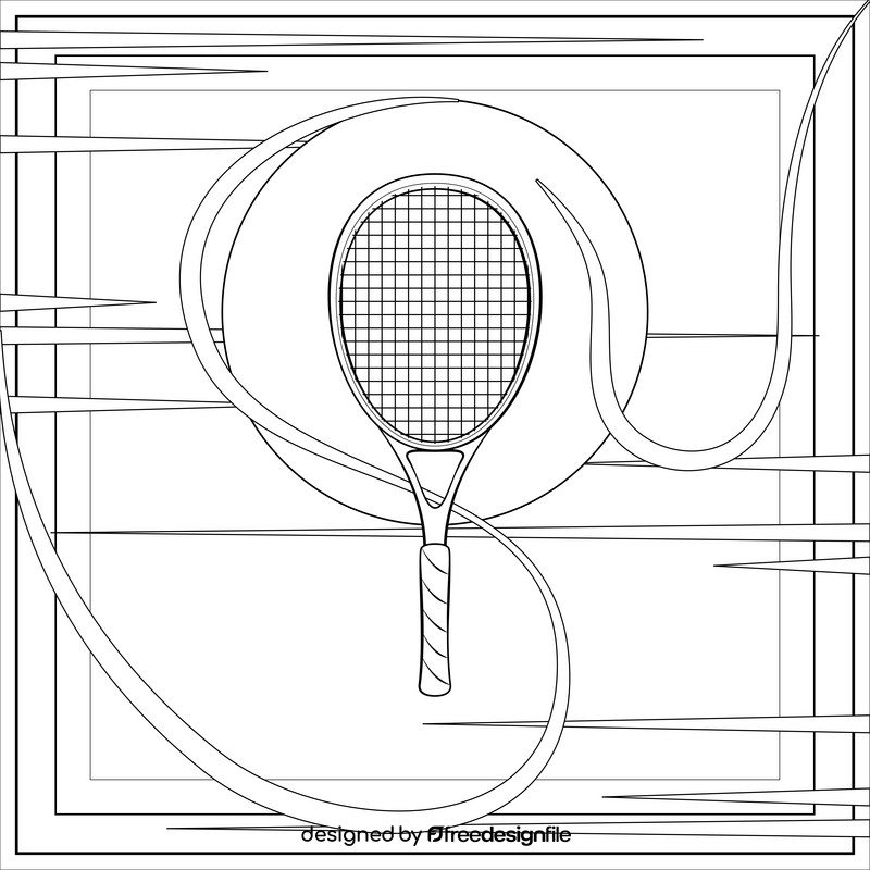 Tennis racket drawing black and white vector
