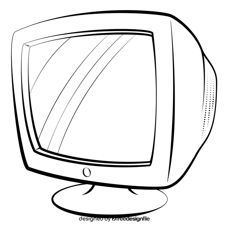 Crt monitor black and white clipart