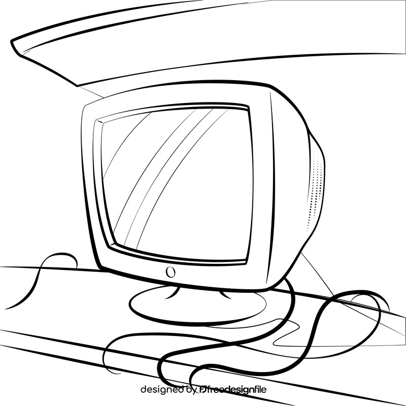 Crt monitor black and white vector