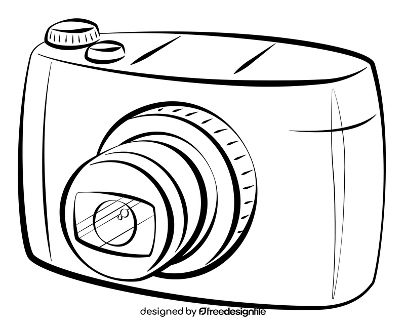Compact camera black and white clipart