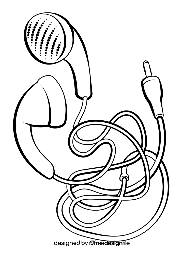 Earphones black and white clipart