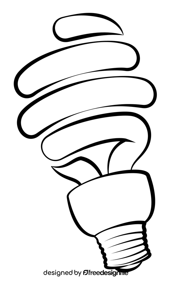 Fluorescent bulb black and white clipart