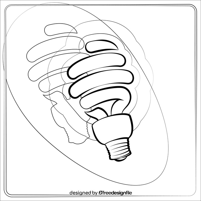 Fluorescent bulb black and white vector