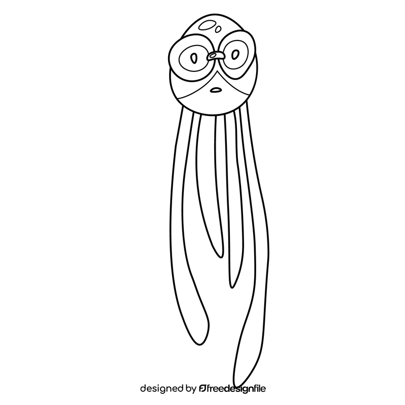 Cute jellyfish with glasses black and white clipart