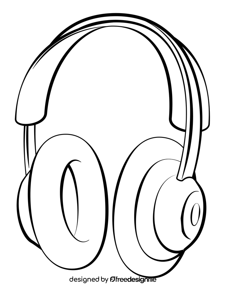 Headphones black and white clipart