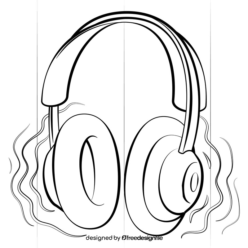 Headphones black and white vector
