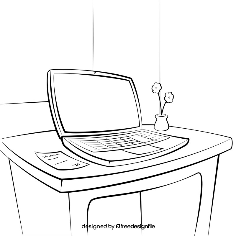 Laptop black and white vector