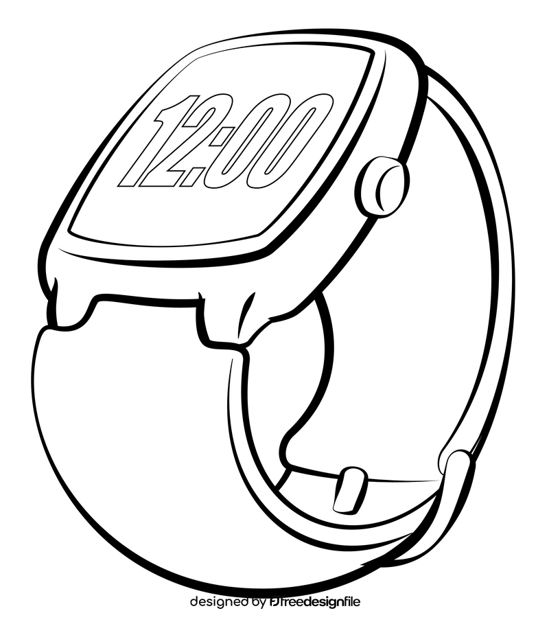 Smart watch black and white clipart