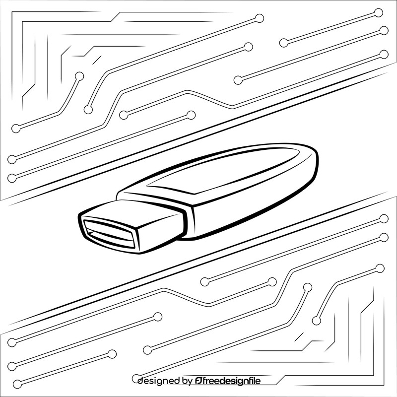 Pen drive black and white vector