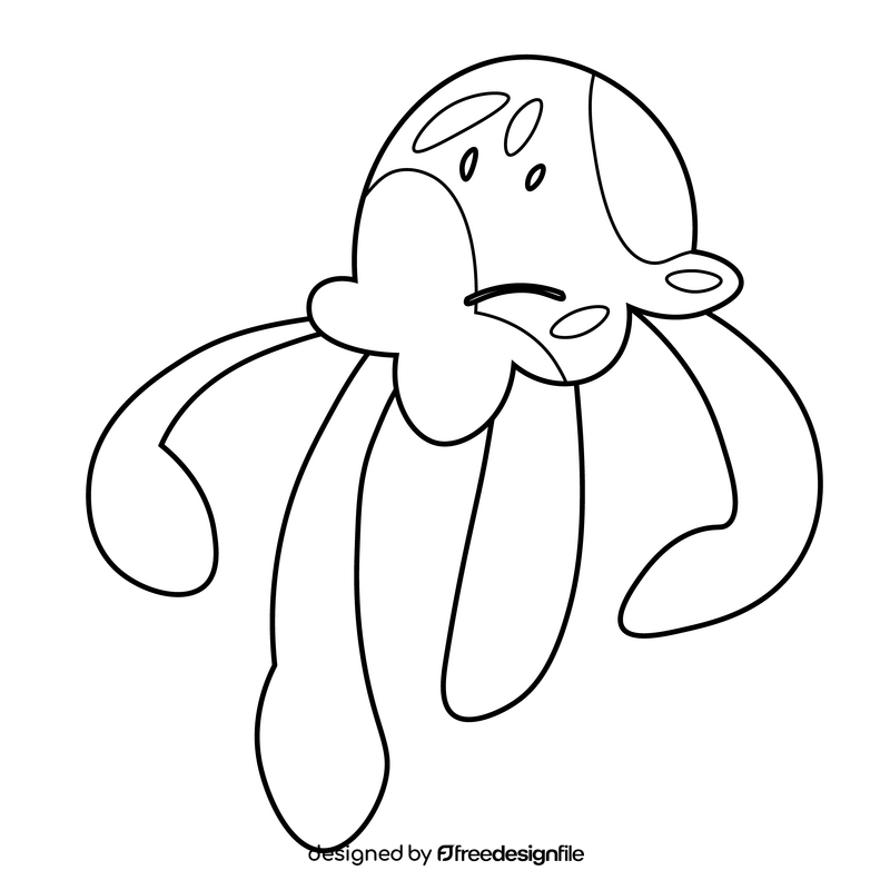 Jellyfish scary black and white clipart