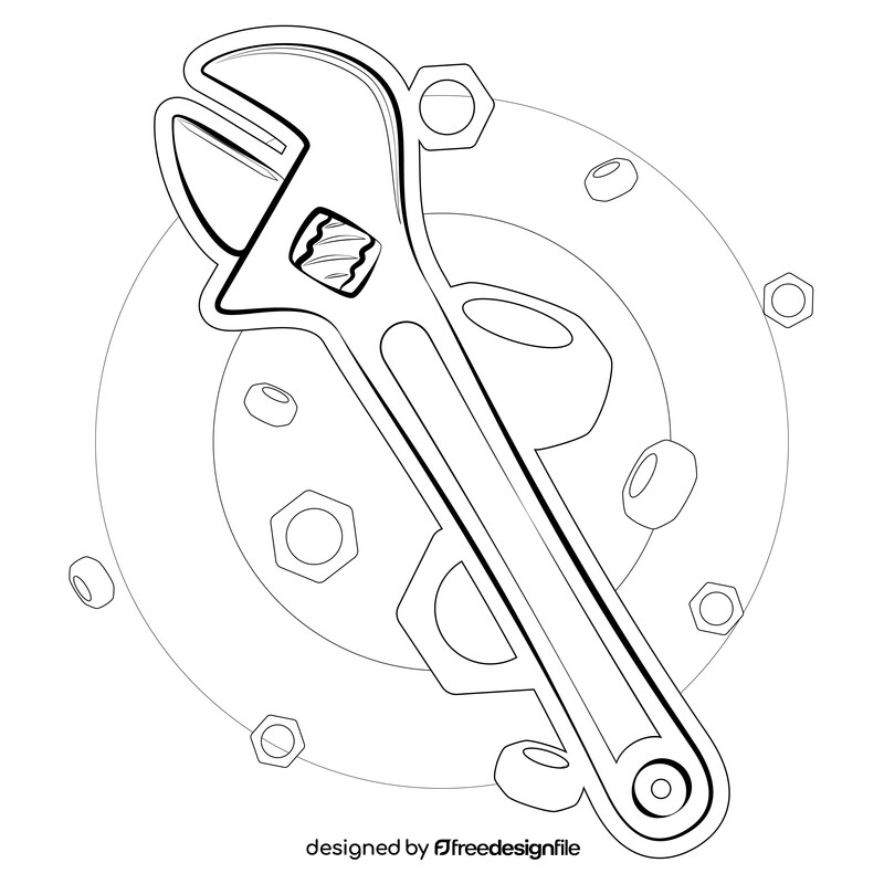 Monkey wrench black and white vector