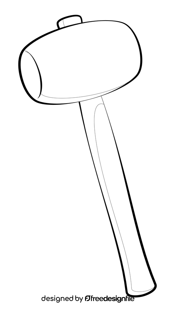 Rubber mallet drawing black and white clipart
