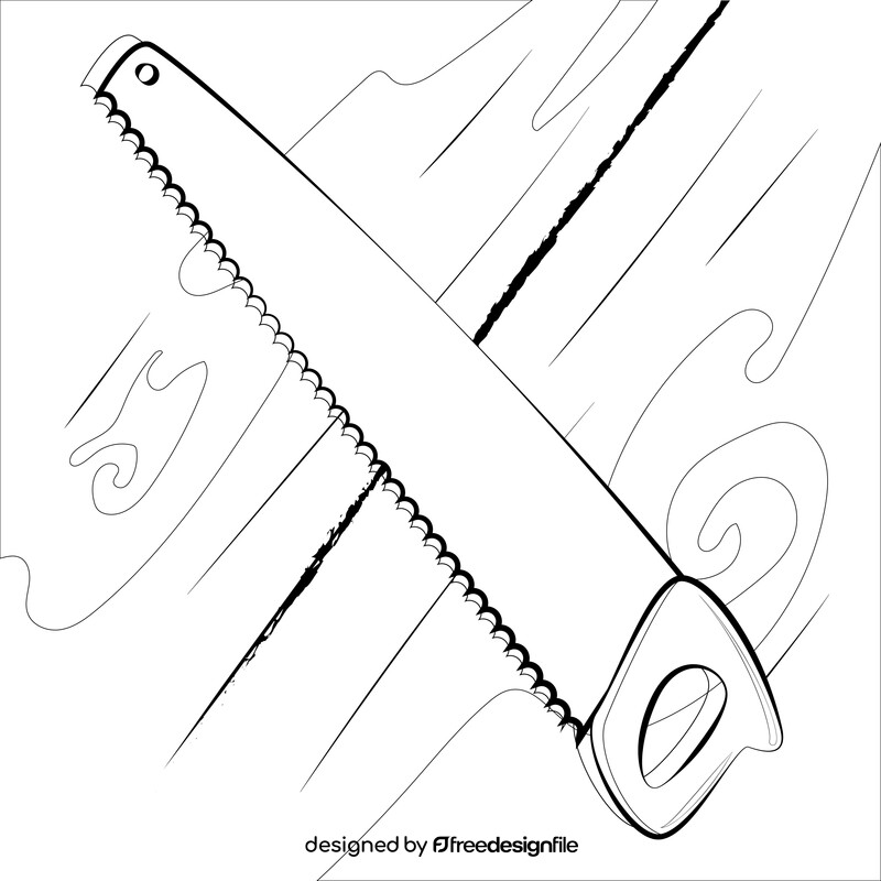 Hand saw black and white vector