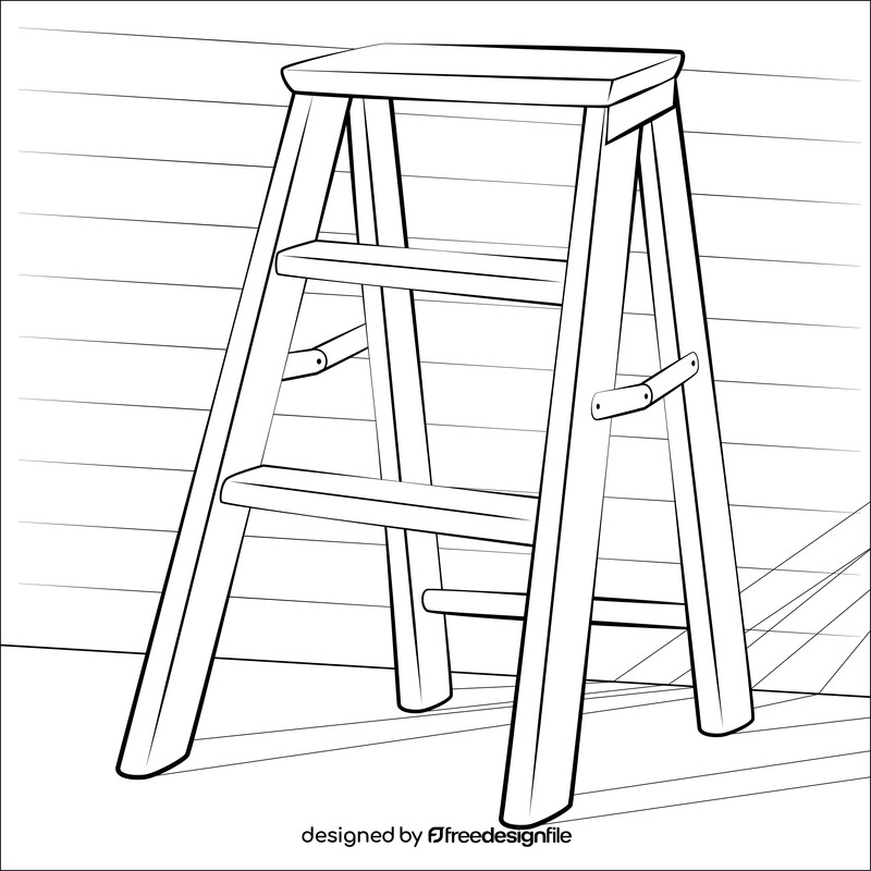 Step ladder black and white vector