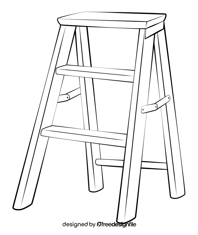 Step ladder drawing black and white clipart