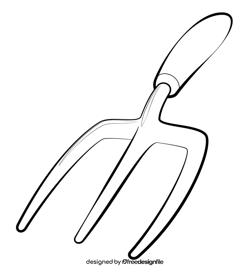 Gardening fork drawing black and white clipart