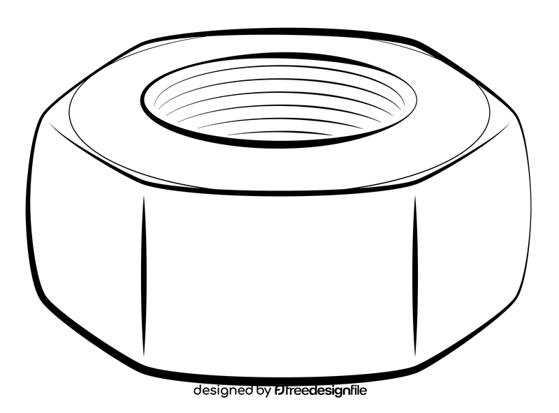 Nut bolt drawing black and white clipart