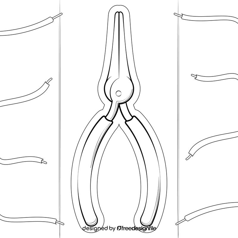 Needle nose pliers black and white vector