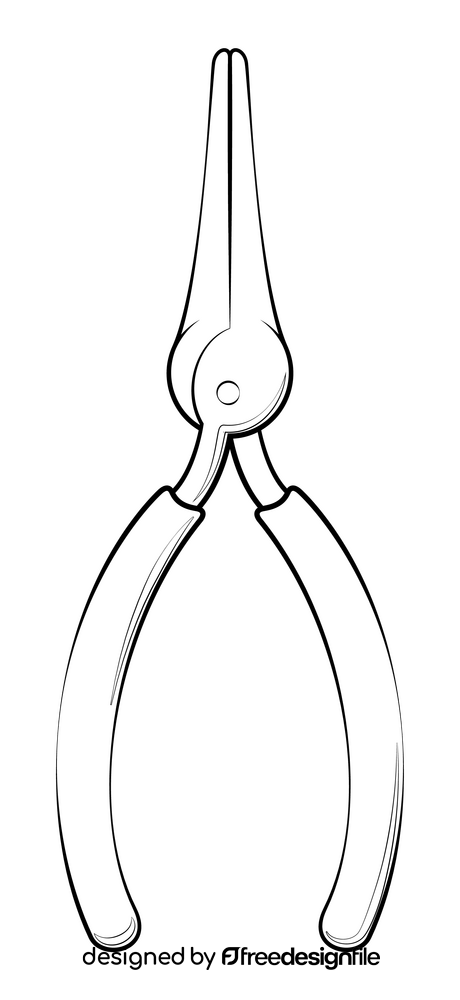 Needle nose pliers drawing black and white clipart