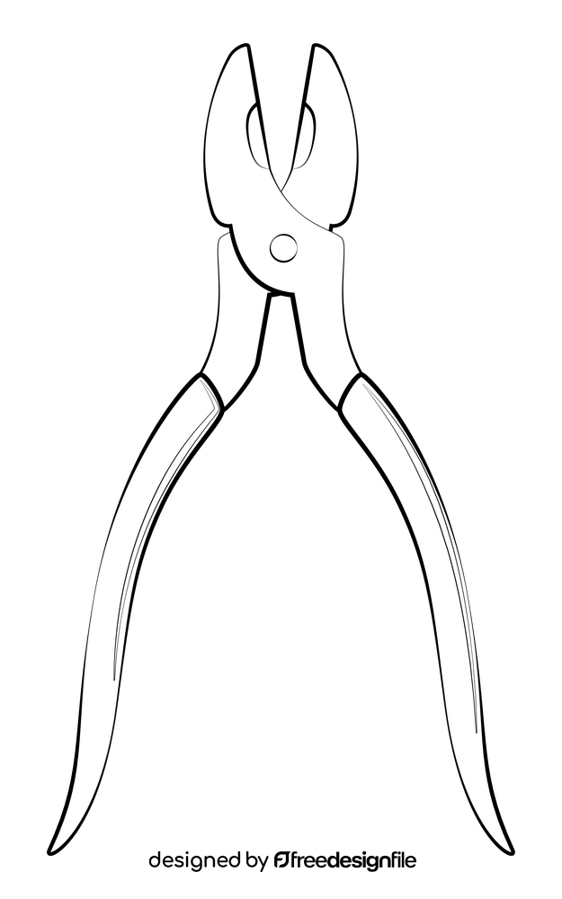 Pliers drawing black and white clipart