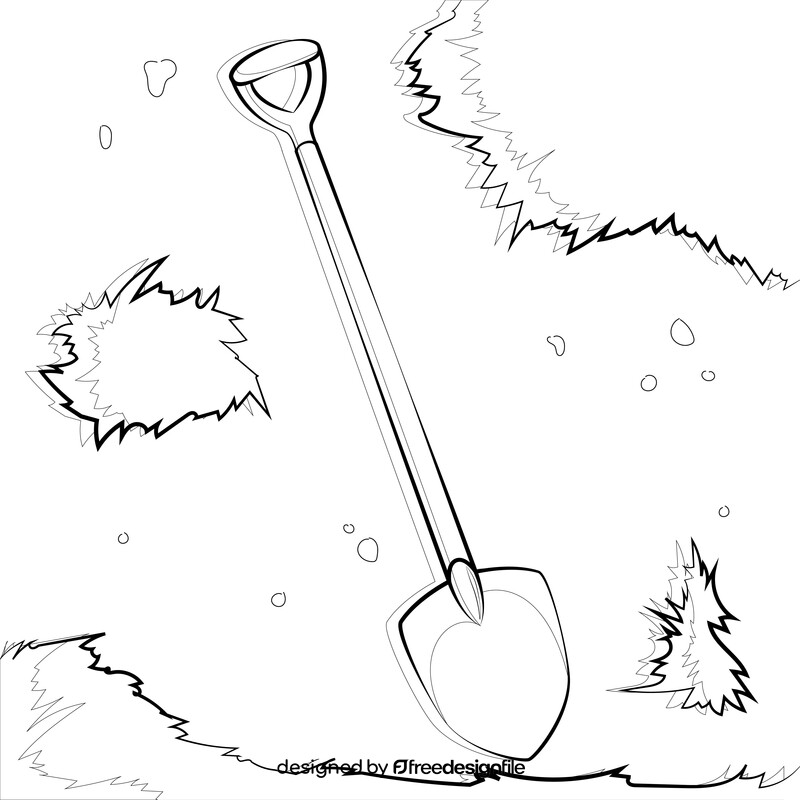 Shovel black and white vector