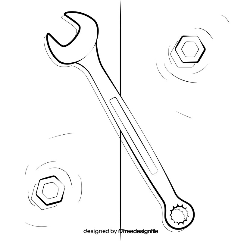 Wrench black and white vector