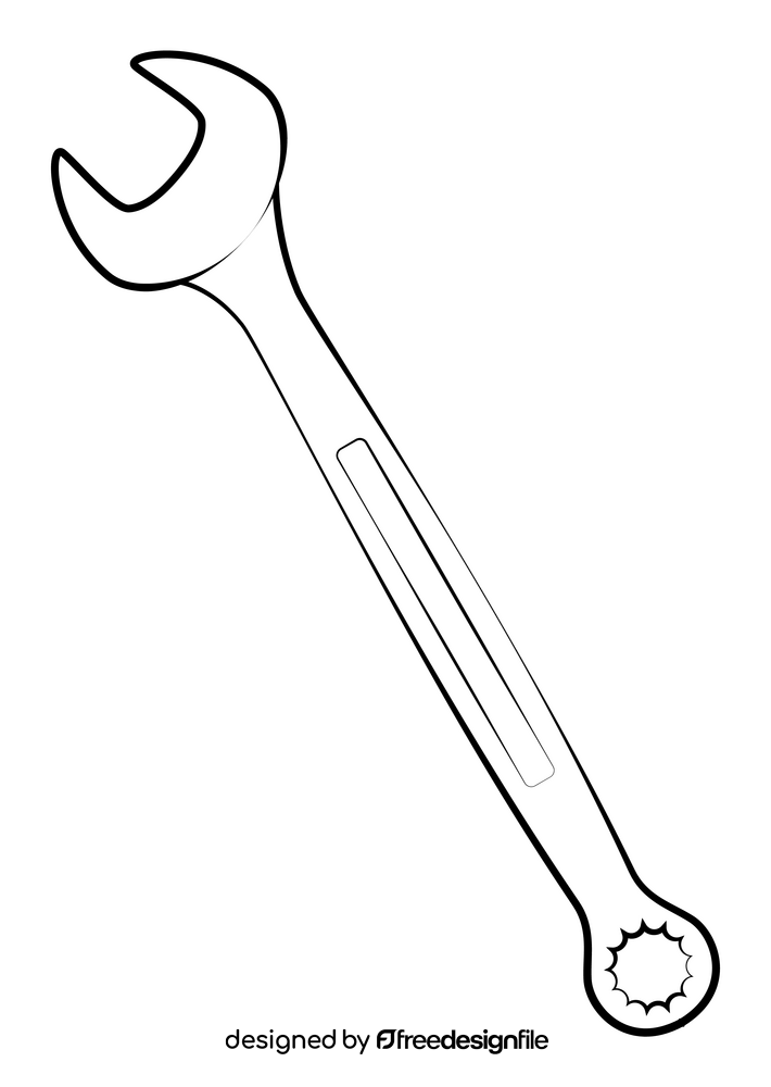 Wrench drawing black and white clipart