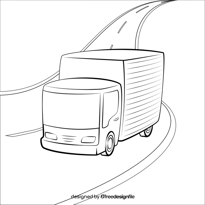 Box truck drawing black and white vector