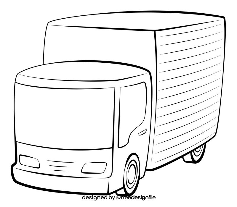 Box truck outline black and white clipart