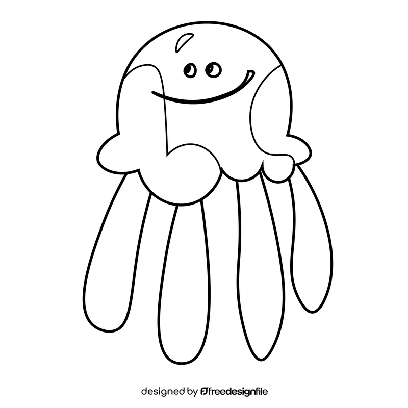 Cute jellyfish smile black and white clipart