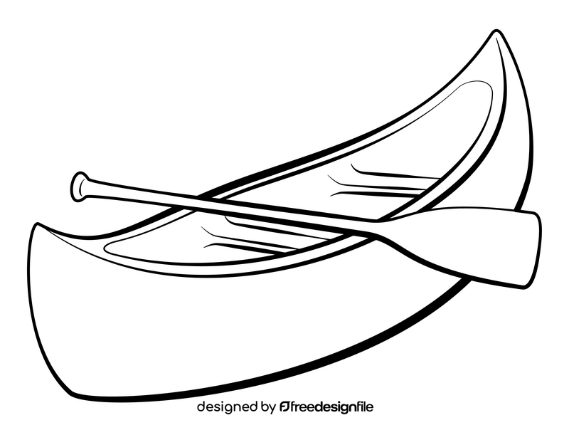 Canoe outline black and white clipart