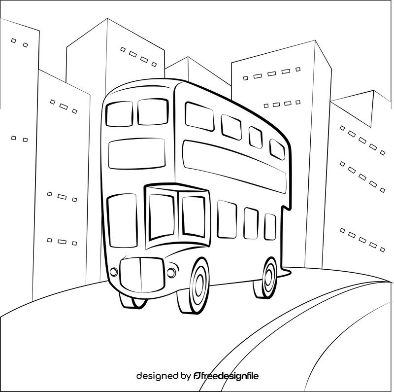 Double decker drawing black and white vector