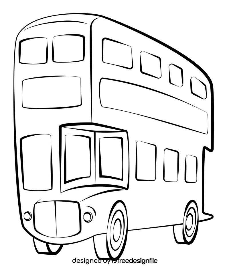 Double decker outline black and white clipart