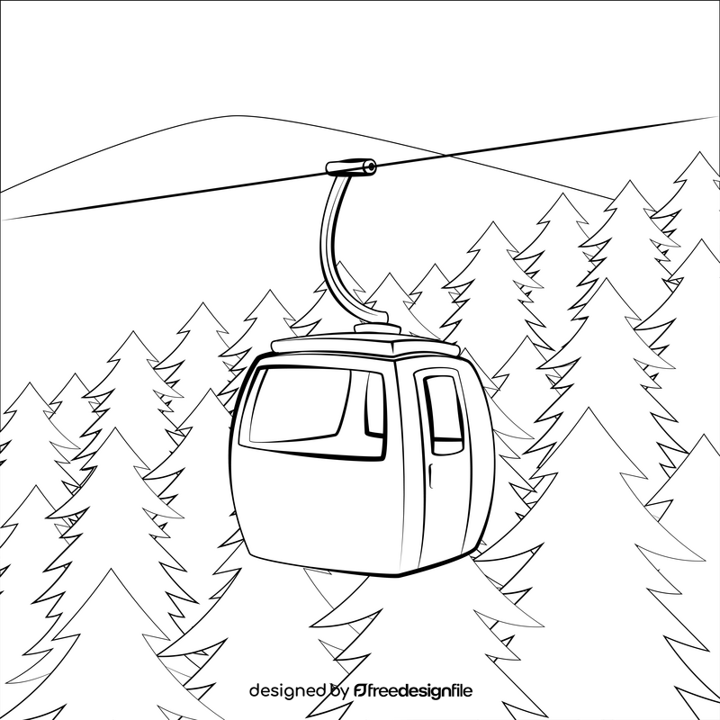 Cable car drawing black and white vector